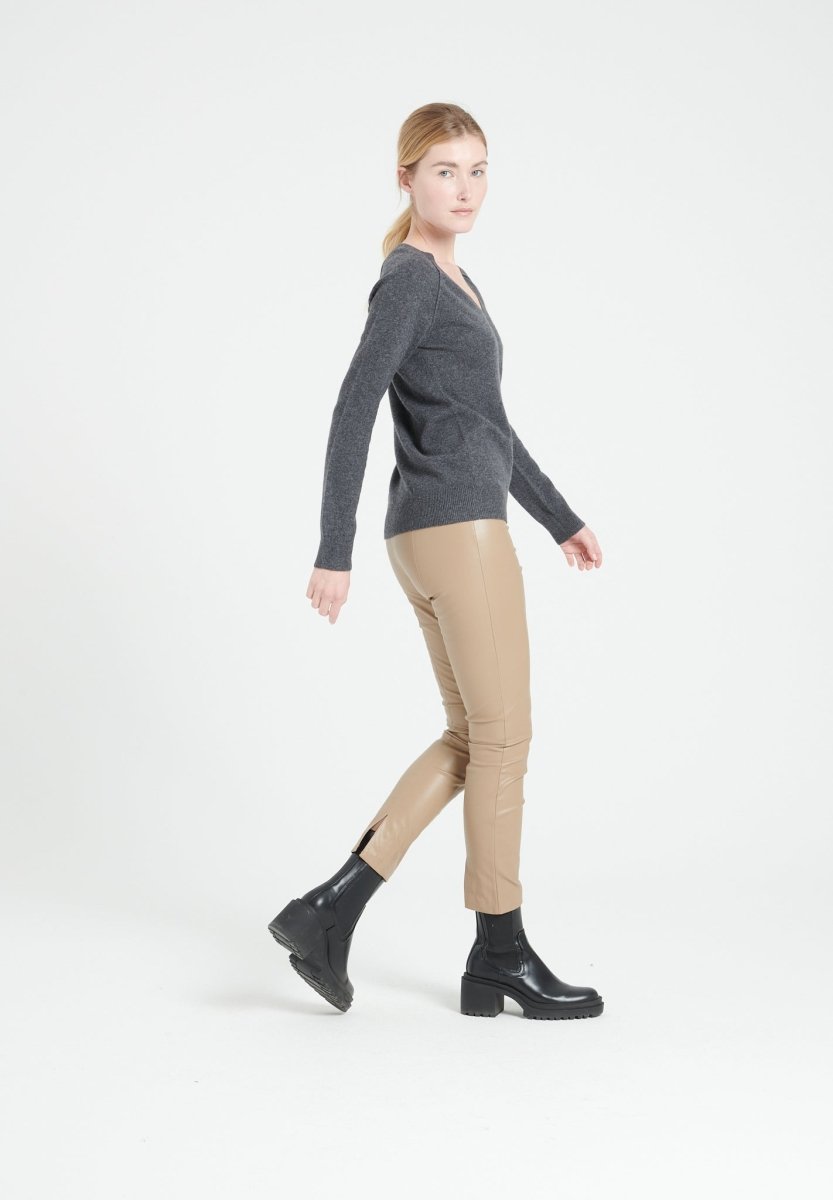 Pull col V cachemire gris anthracite femme - LILLY 6-3